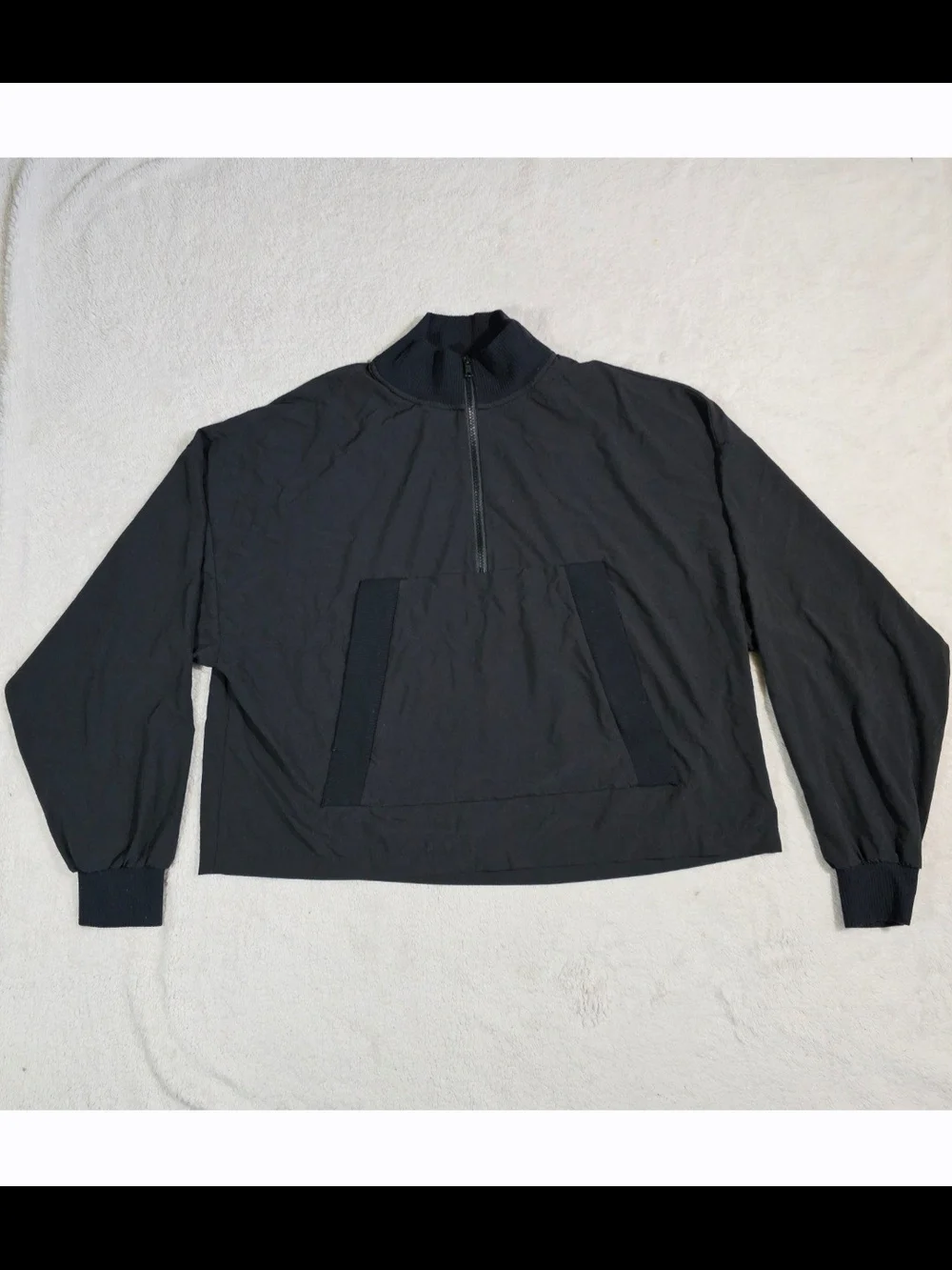 alo yoga Black Windbreaker Wide Relaxed Bomber Track Jacket S.